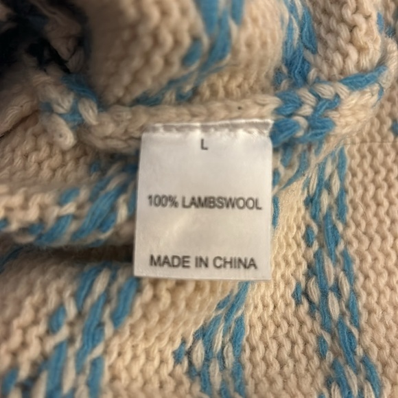 Frances Valentine Fairisle Cardigan Red & Blue Like New Sz. Lg - Picture 7 of 8